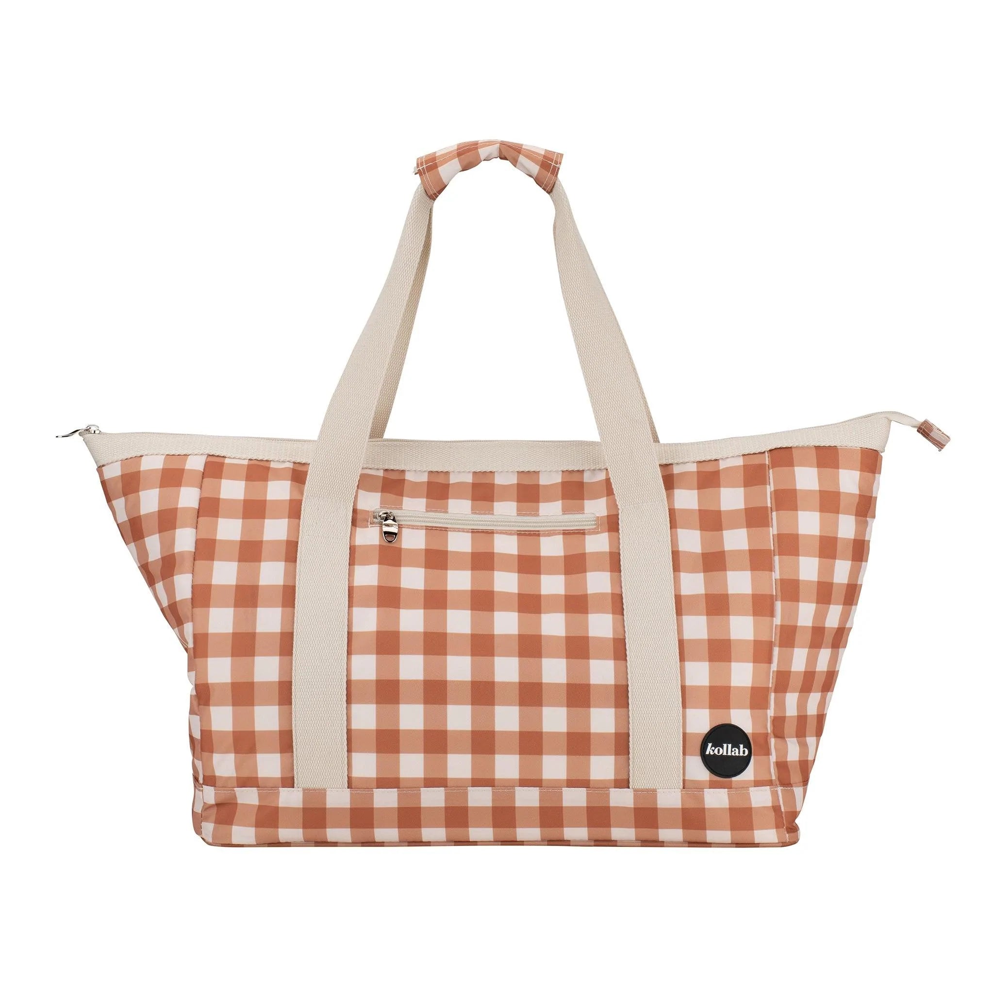 Holiday Tote Clay Check