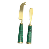 Marble Green and Gold Cheese Set