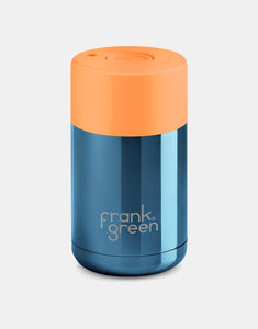 Frank Green Ceramic Cup 295ml Button Lid - Chrome Blue & Orange