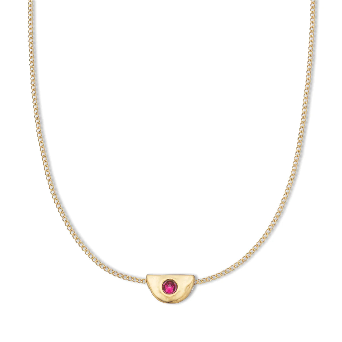 July Ruby Birthstone Necklace 18k Gold Plated