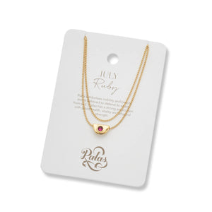 July Ruby Birthstone Necklace 18k Gold Plated