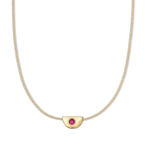 July Ruby Birthstone Necklace 18k Gold Plated