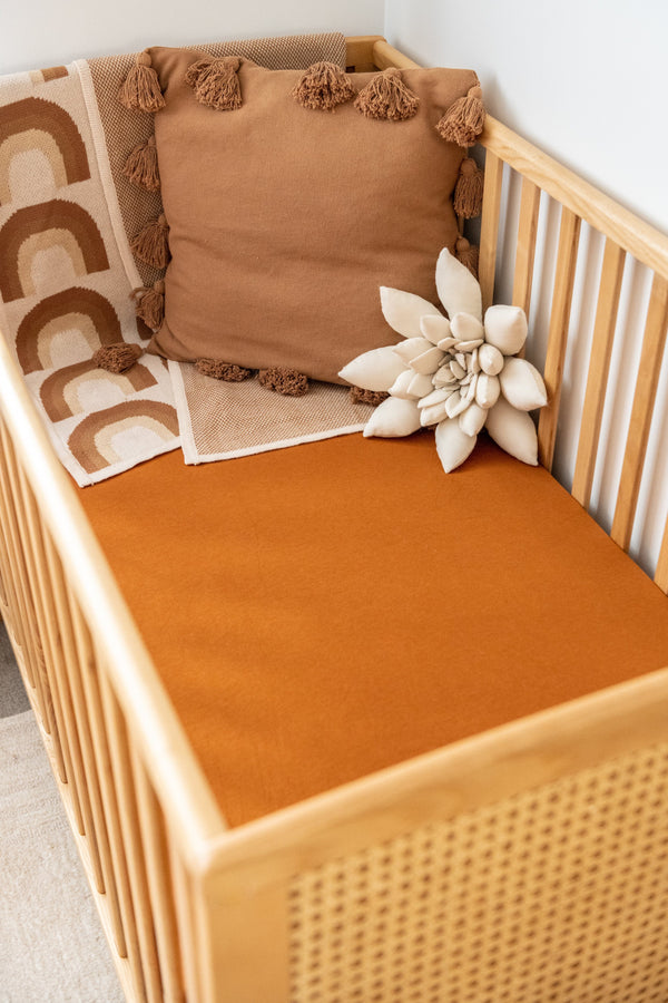 Organic Cotton & Bamboo Fitted Sheet Rust