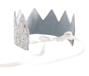 Adjustable Sequin Crown Silver